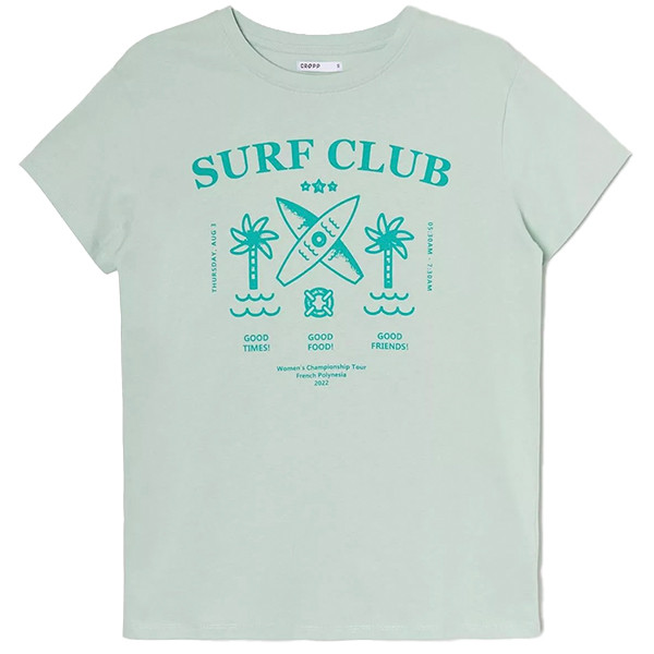 تی شرت آستین کوتاه زنانه کراپ مدل Surf club